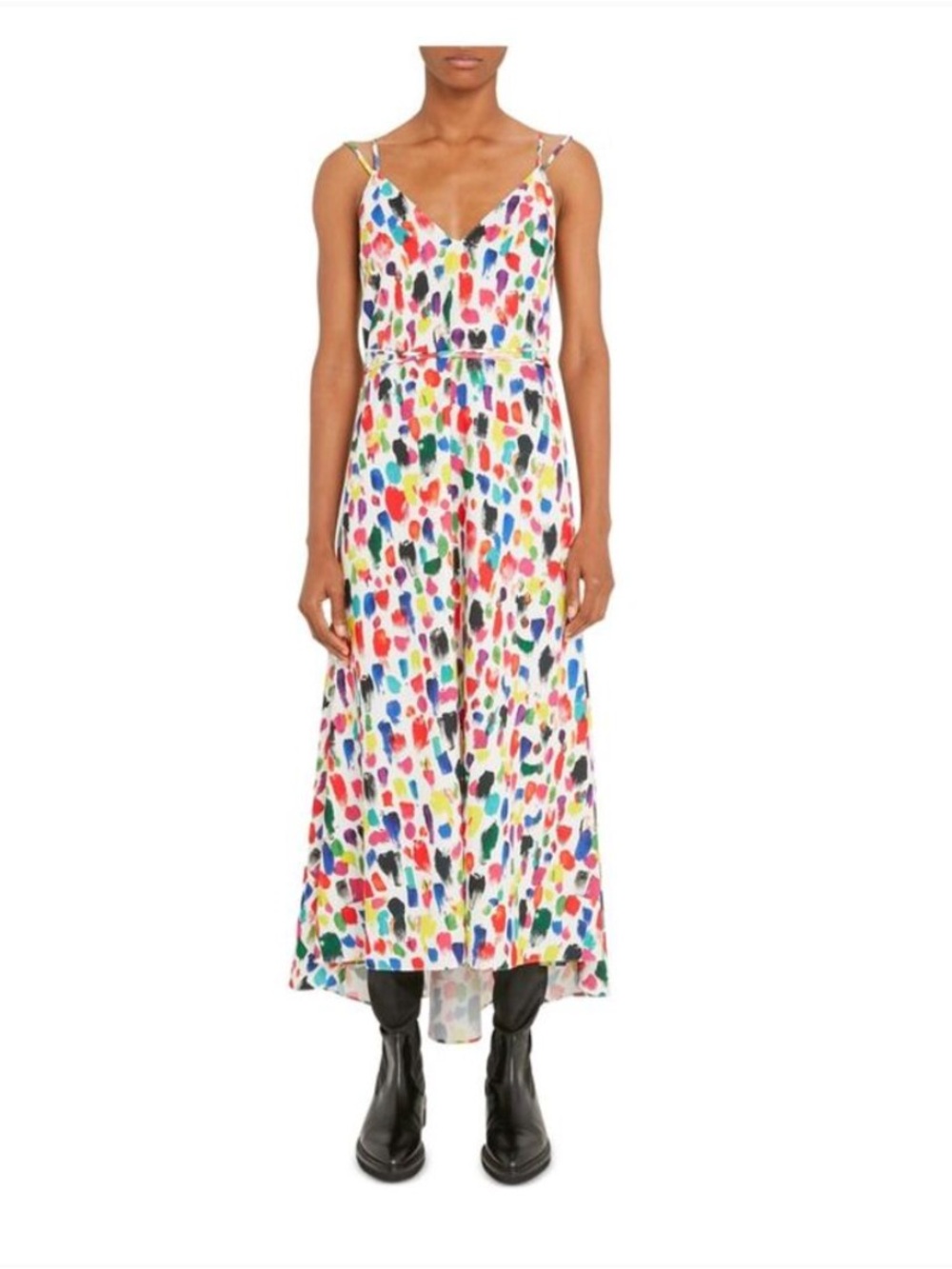 Christopher Kane Multicolor Paint-Dot Spaghetti Strap Maxi Dress IT 45
